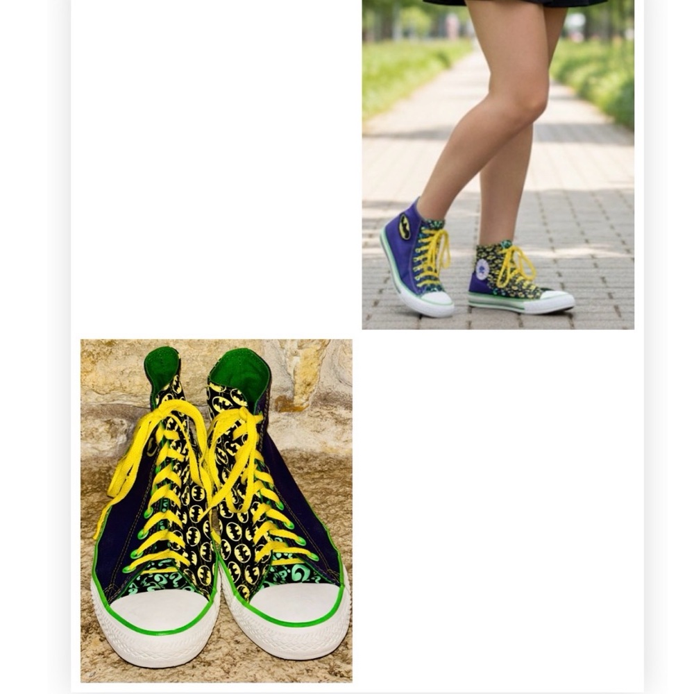DC Comics CONVERSE Green/Purple Batgirl ? Question Mark Hi Top Sneakers W11 M9